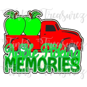 Memórias de Colheita de Maçãs SVG, Caminhão Vermelho SVG, Outono SVG, PNG, JPG, Ao Ar Livre, Abóbora, Fazenda, Título de Álbum de Recortes SVG, Cricut, TinksTreasurez
