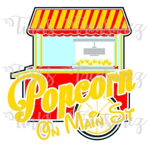 Digitales SVG sterben, SVG, Urlaub SVG, Schnittdatei, Popcorn auf Hauptstraße, Popcorn-Wagen Svg, Maus Svg, Scrapbook Seiten Titel Svg, TinksTreasurez