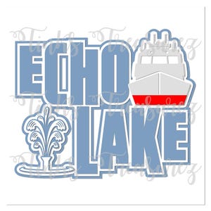 Echo Lake, Hollywood Studios, archivo SVG, PNG JPG, troquelado, corte digital, título de mapa, Word Art, título de álbum de recortes SVG, Cricut, TinksTreasurez