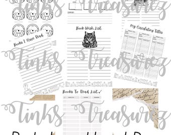 9 Book Journal Inserts PDF, Reading Planner, Book Tracker For Book Reader