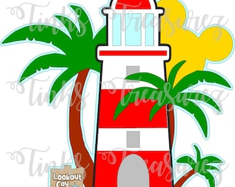 Island Digital File, Lookout Cay Svg, Jpg, Png, Island Lighthouse, Mouse Cruise Vacation Cut File, Scrapbook Title Svg, TinksTreasurez