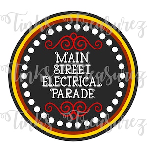 Corte Digital SVG, PNG, JPG, Arquivo de Corte, Enfeite, Desfile na Rua Principal, Placa de Desfile Elétrico Svg, Título de Scrapbook, TinksTreasurez