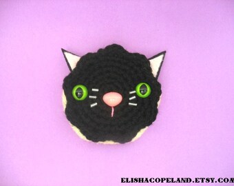 SALE Black Cat Sugar Cookie Amigurumi Pendant