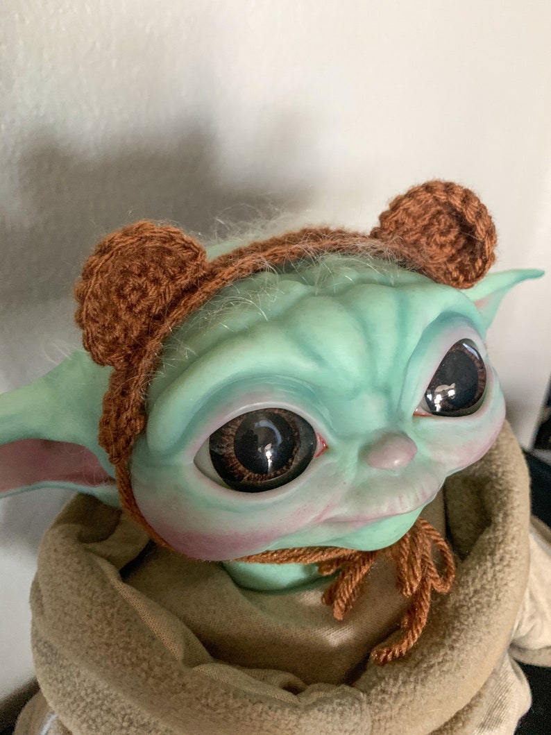 Crochet Bear Ears Headband for Grogu / Baby Yoda Made To Order image 3