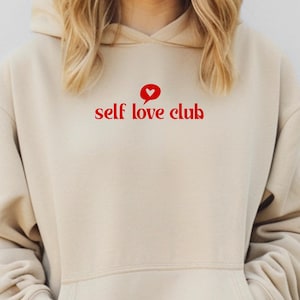 Statement Hoodie &quot;self love club&quot; with red print