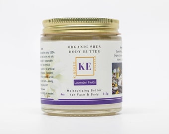 Lavender Natural Organic Body Butter — Handmade with shea butter and essential oils, 4 oz (114 grams)