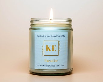 Paradise Handmade Tropical Soy Candle, Strong Pineapple - Orange Scent | Gift for Mom