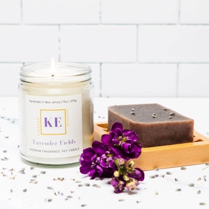 Kindred Essence 3-Piece Lavender Spa Candle and Organic Soap Gift Set