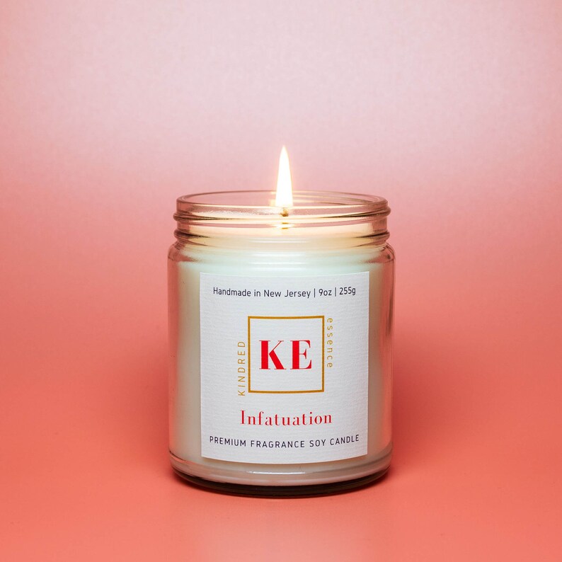 INFATUATION Home Fragrance Romantic Soy Candle, Handmade by Kindred Essence