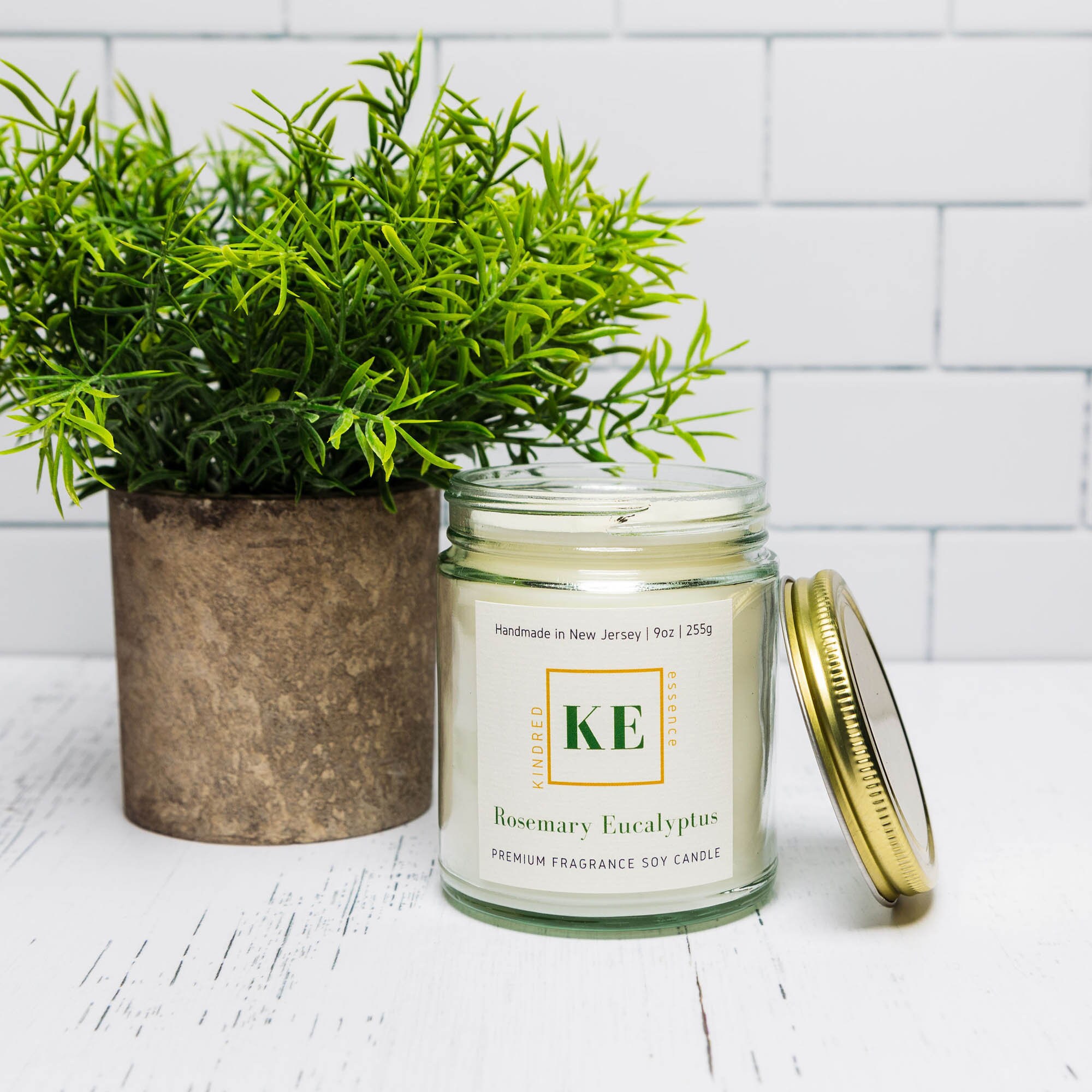 Rosemary Eucalyptus Herbal Soy Candle Parfum d'intérieur Par Kindred Essence