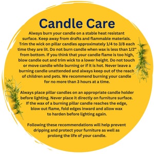 Kindred Essence Rosemary Eucalyptus Herbal Candle Pillar Warning Label