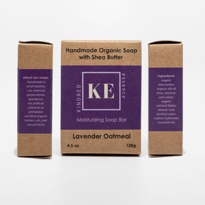 Kindred Essence Lavender Oatmeal Handmade Organic Shea Butter Moisturizing Soap Bar