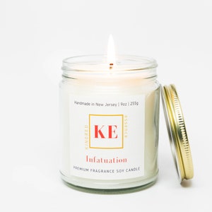 INFATUATION Home Fragrance Romantic Soy Candle, Handmade by Kindred Essence