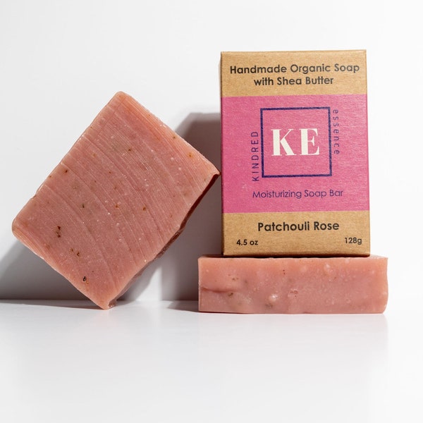 Patchouli Rose Organic Shea Butter Moisturizing Soap Bar with Essential Oils