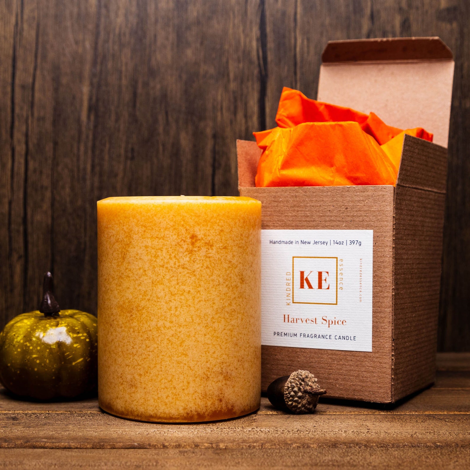 Harvest Spice Scented Candle Pillar 14 Oz 397 Grams Etsy