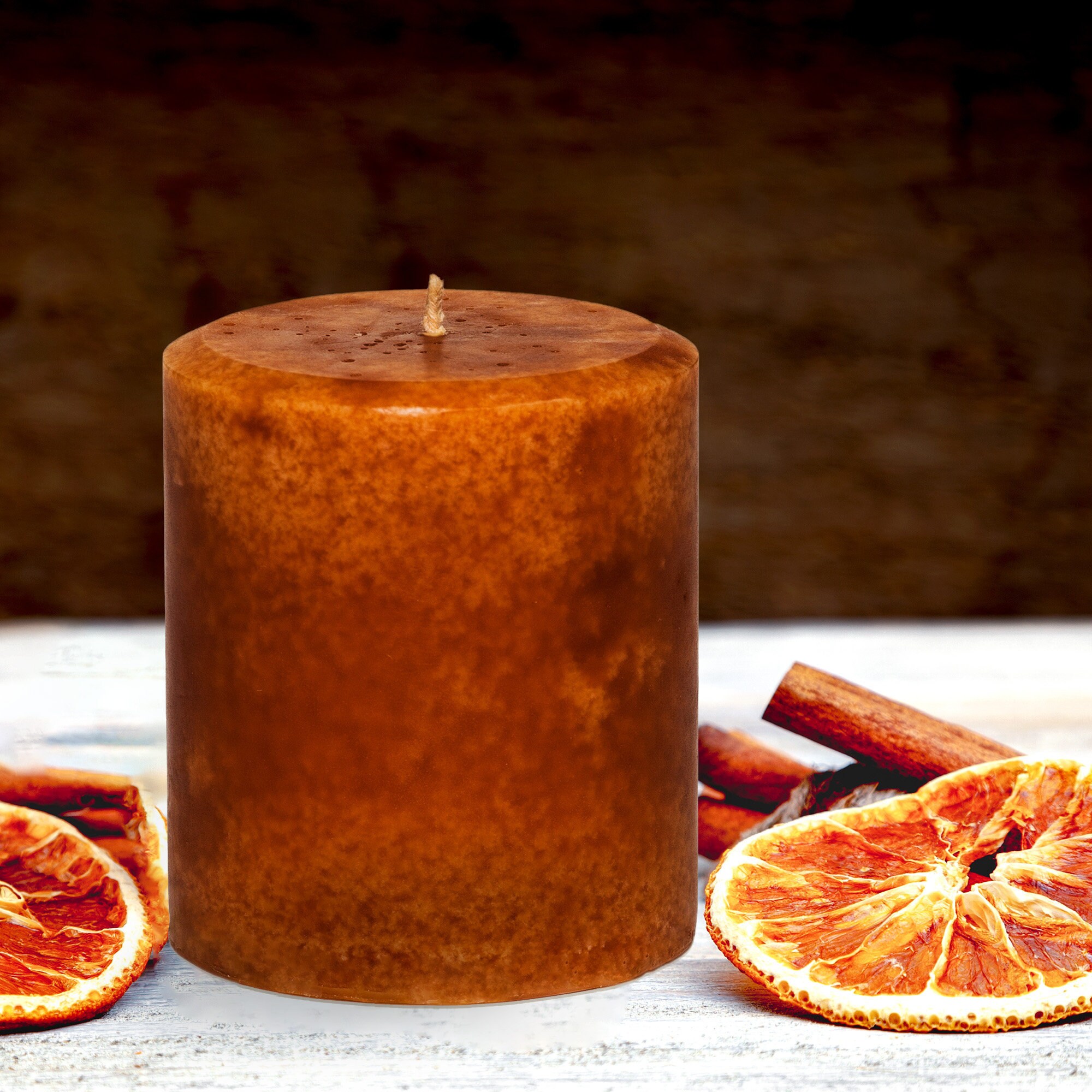 Handmade Cinnamon Orange Candle Pillar Decorative 14 Ounces 397