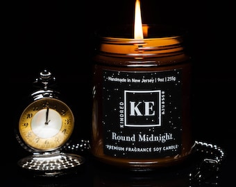 ROUND MIDNIGHT Premium Home Fragrance Scented Soy Candle for Men by Kindred Essence