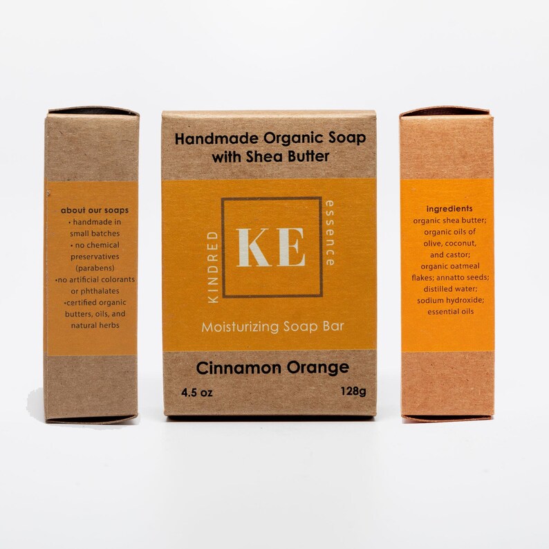 Kindred Essence Cinnamon Orange Handmade Organic Shea Butter Moisturizing Soap Bar