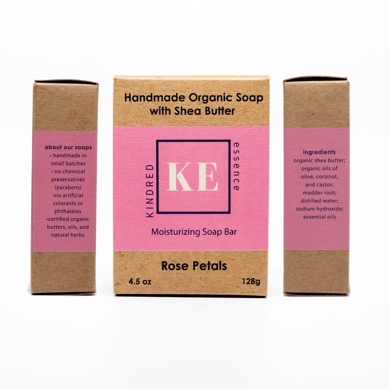 Kindred Essence Rose Petals Handmade Organic Shea Butter Moisturizing Soap Bar