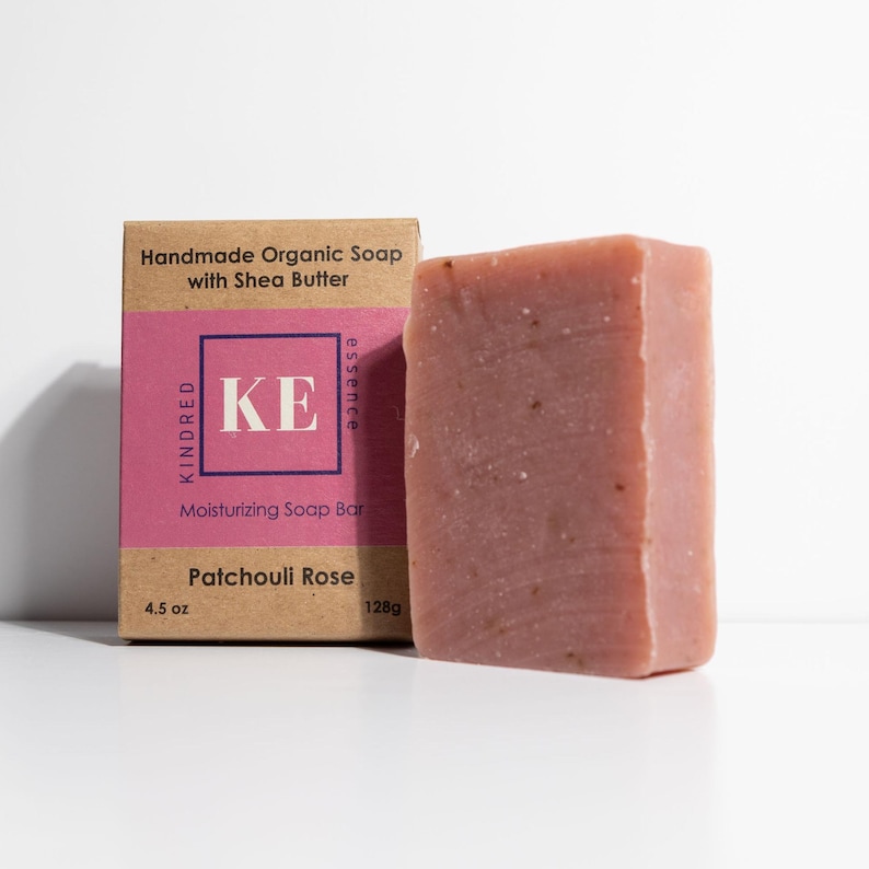 Kindred Essence Patchouli Rose Handmade Organic Shea Butter Moisturizing Soap Bar