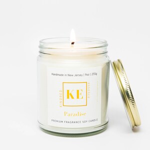 Paradise Handmade Tropical Soy Candle, Strong Pineapple Orange Scent Gift for Mom image 3