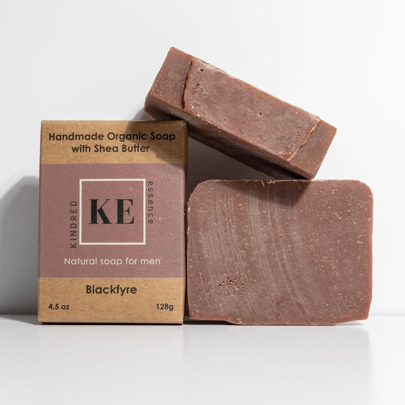 Kindred Essence Blackfyre Handmade Organic Shea Butter Moisturizing Soap Bar for Men