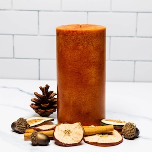 Kindred Essence Caramel Apple Spice Candle Pillar for Fall - 6in