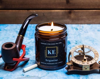 BRIGANTINE Premium Home Fragrance Scented Soy Jar Candle for Men by Kindred Essence