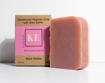 Rose Petals Natural Organic Moisturizing Soap with Shea Butter and essential oils, 4.5 oz, 128 grams