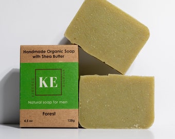 Forest Men's Bio-Seife - Handgemacht mit feuchtigkeitsreicher Sheabutter - Kalter Prozess - Vegan freundlich