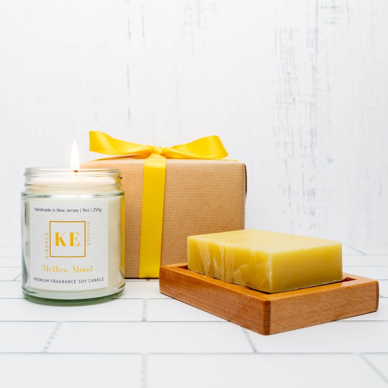 Kindred Essence 3-Piece Mellow Mood Spa Candle and Organic Soap Gift Set