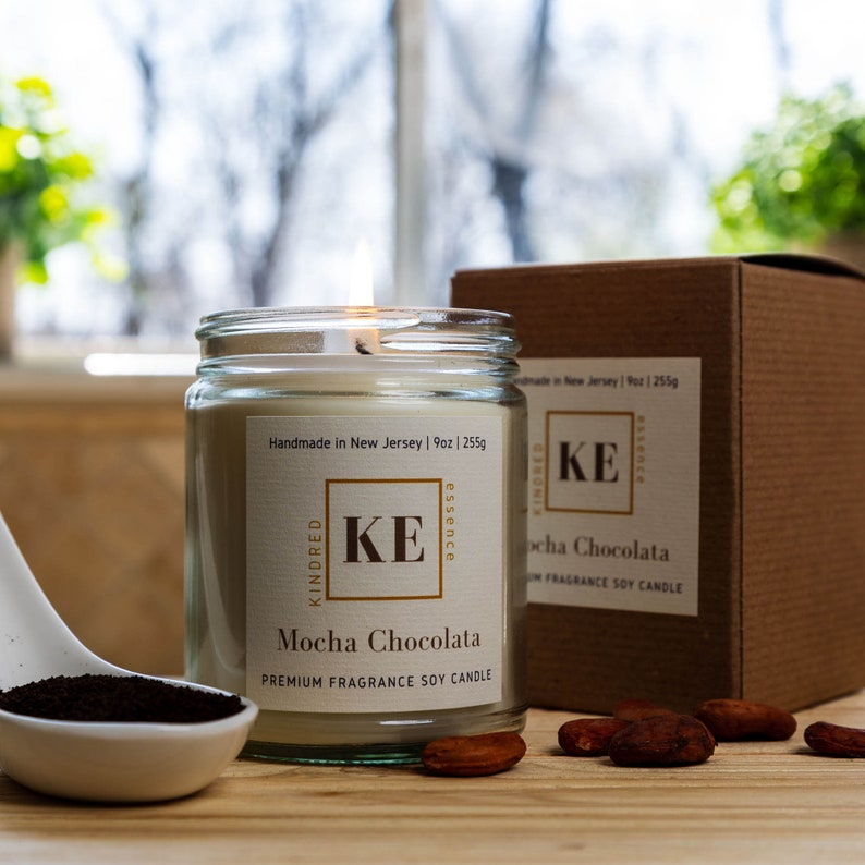 Kindred Essence Handmade Mocha Chocolata Premium Home Fragrance Soy Candle