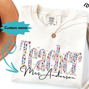 Comfort Colors Teacher Back To School Shirt, Custom Teacher T-Shirt, Personalized Teacher Appreciation Tee, Cute Teacher Name Tshirt Gift