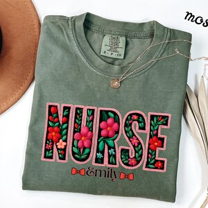 Comfort Colors Custom Nurse Shirt, Personalized Name Nurse Appreciation T-Shirt, Registered Nurse Tee, Cute Graduation Gift For Nurse