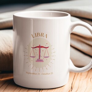Libra Zodiac Sign Ceramic Mug, Astrology Coffee Cup, Horoscope Tea Mug, Gift for Libra, Birthday Constellation Mug