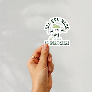 Matcha Die-Cut Sticker, Green Tea Lover Gift, Laptop Decal, Water Bottle Sticker, Kitchen Decor
