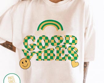 Retro Good Vibes PNG: Smiley Face Sublimation Design (Digital Download)
