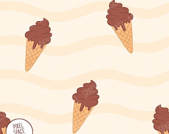 Ice Cream Cone Seamless Pattern: Summer Design (Digital Download)
