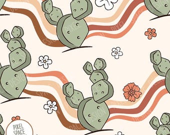 Blumen Kaktus Muster: Stoff Sublimation Design (Digitaler Download)