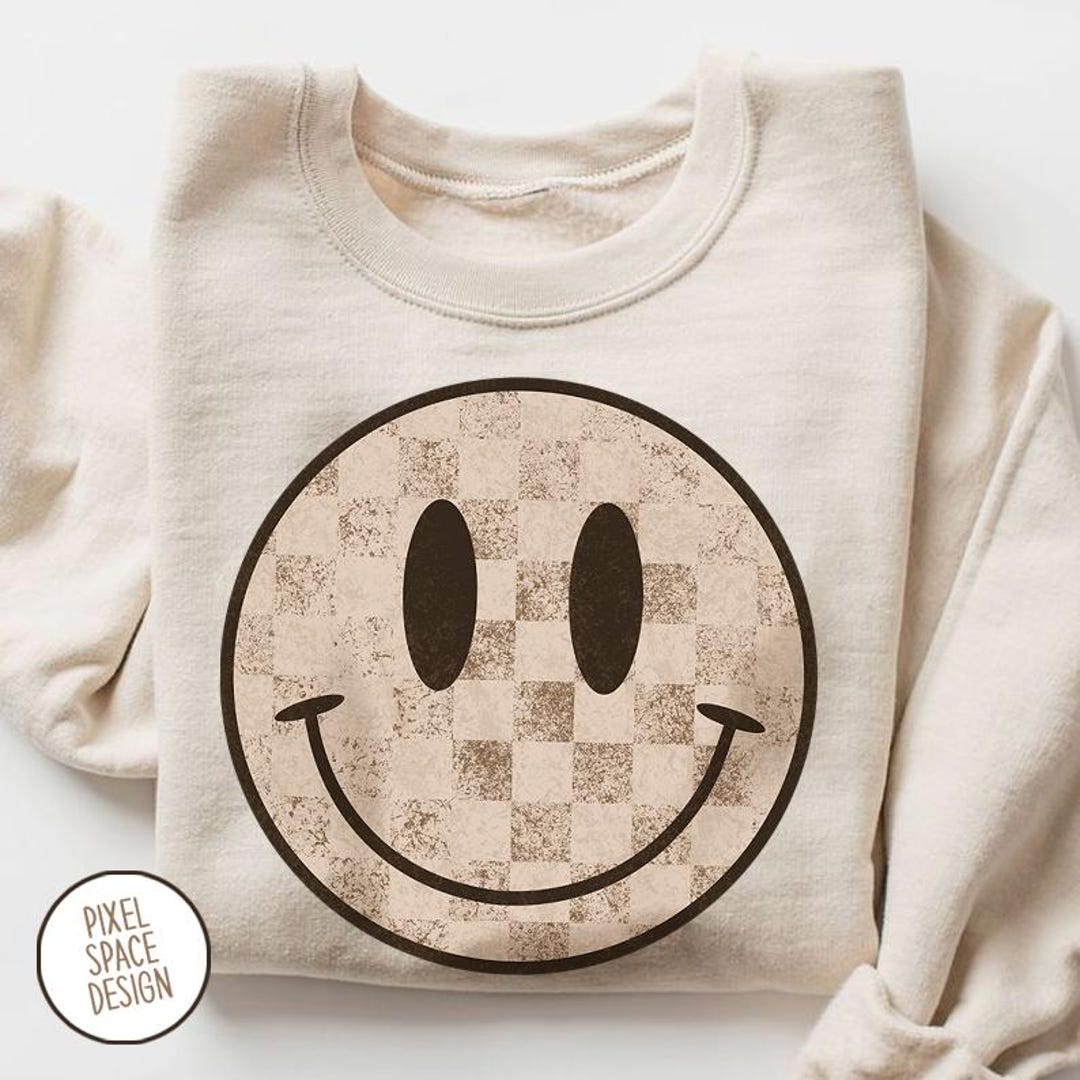 Smiley Face PNG: Distressed Retro Sublimation Design, Digital Download ...