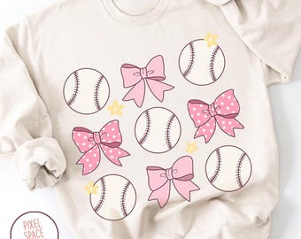 Beisebol Feminino PNG: Design de Laço Rosa, Sublimação (Download Digital)