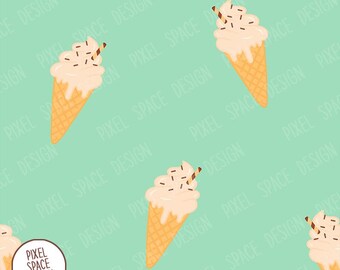 Ice Cream Cone Seamless Pattern: Summer Sublimation Design (Digital Download)