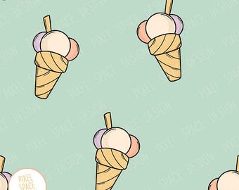 Ice Cream Seamless Pattern: Summer Sublimation Design, Digital Dowbnload