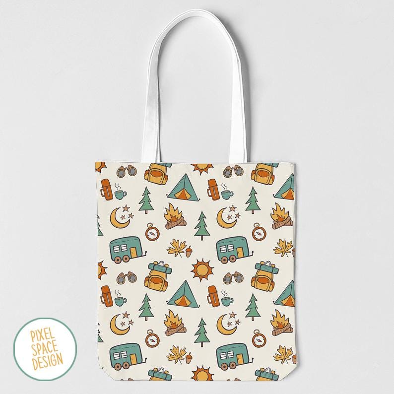Camping Seamless Pattern, Camp Sublimation Digital Design Download ...