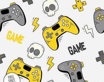 Gamer Seamless Pattern: Boy Fabric Background (Digital Download)