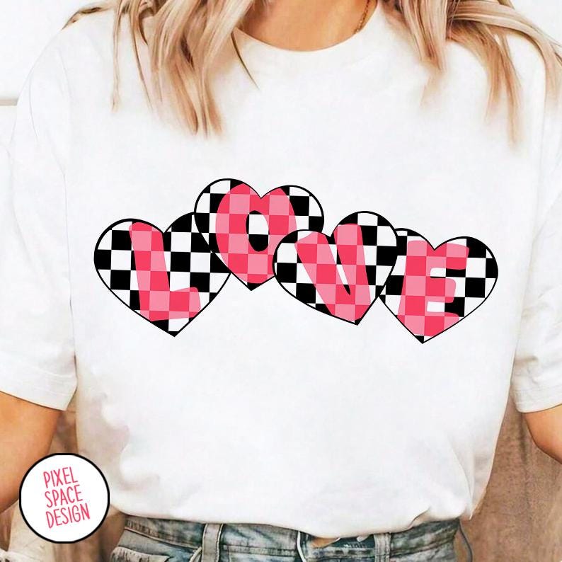 Retro Love Heart PNG: Valentine's Day Sublimation Design (digital ...