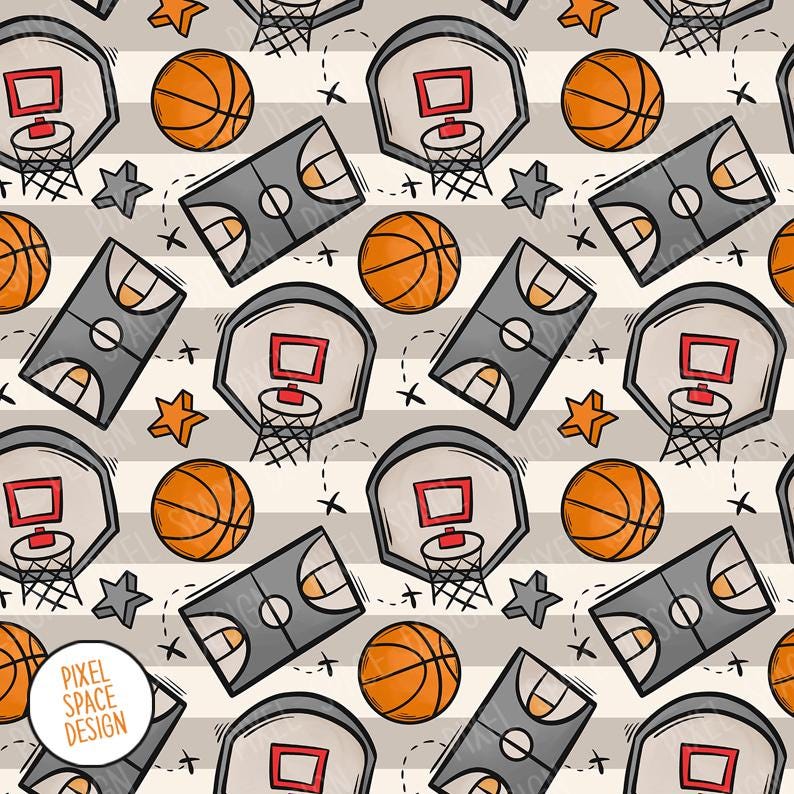 Basketball Seamless Pattern: Boy Sports Sublimation Design (digital ...