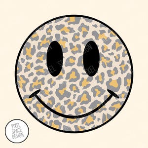 Leopard Print Smiley Face PNG: Sublimation Design (Digital Download)