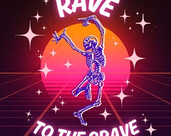 Impresión de Skeleton Dance Raver: Diseño de fiesta EDM (Descarga digital)