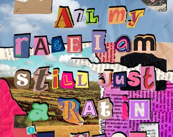 Collage digital original — A pesar de toda mi ira — Descarga digital única (50 x 76 cm)